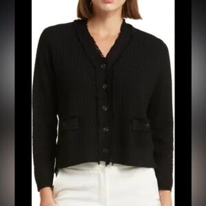Adrianna Papell Black Button-Up Cardigan